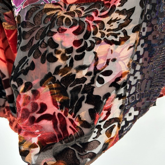 Laura Ashley‎ Womens Velvet Burnout Whimsigoth Silk Blend Jacket 1X Patchwork - Picture 7 of 8